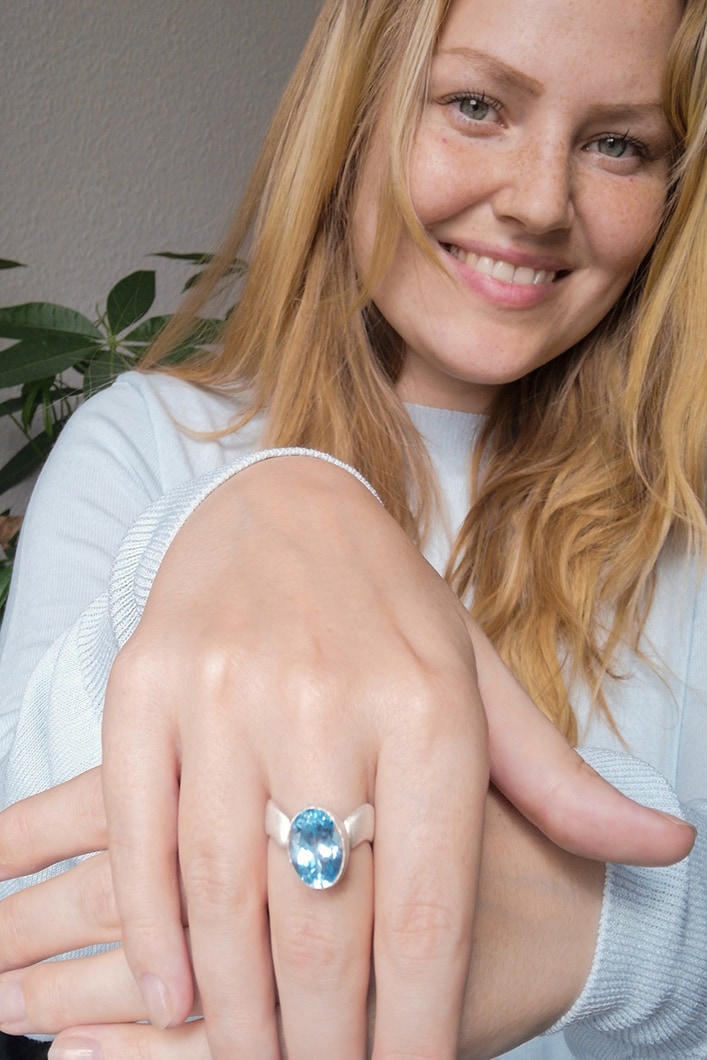 Blauer Stein Ring